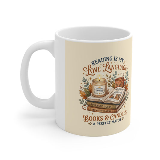 Books & Candles Reading Is My Love Language Ceramic Coffee Mug
