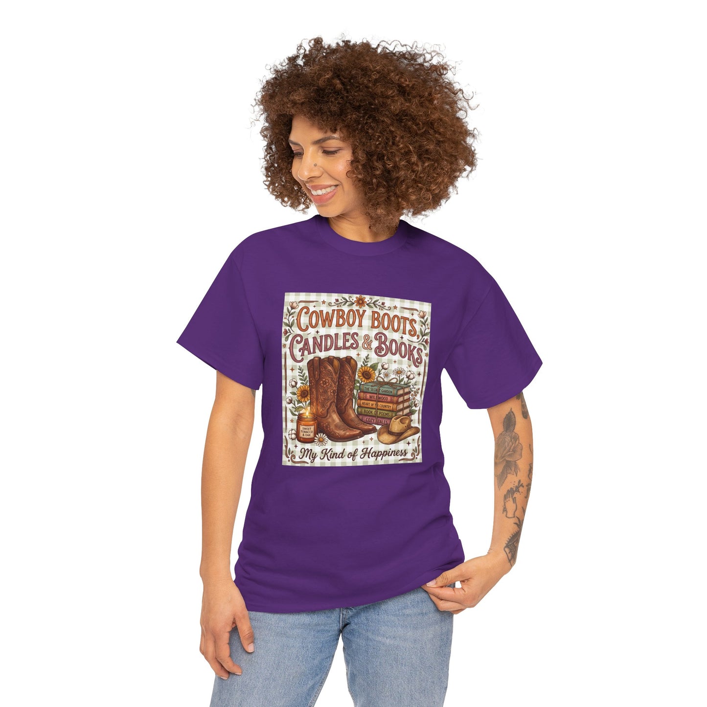 Cowboy Boots, Candles & Books Western Graphic T-Shirt