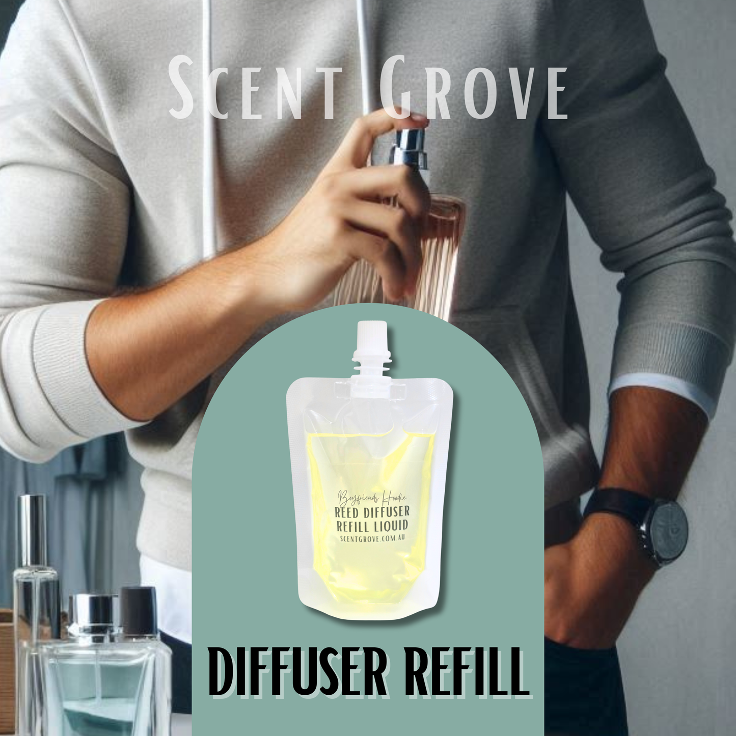 Boyfriends Hoodie Scented Diffuser Liquid Refill 100ml Clear Pouch