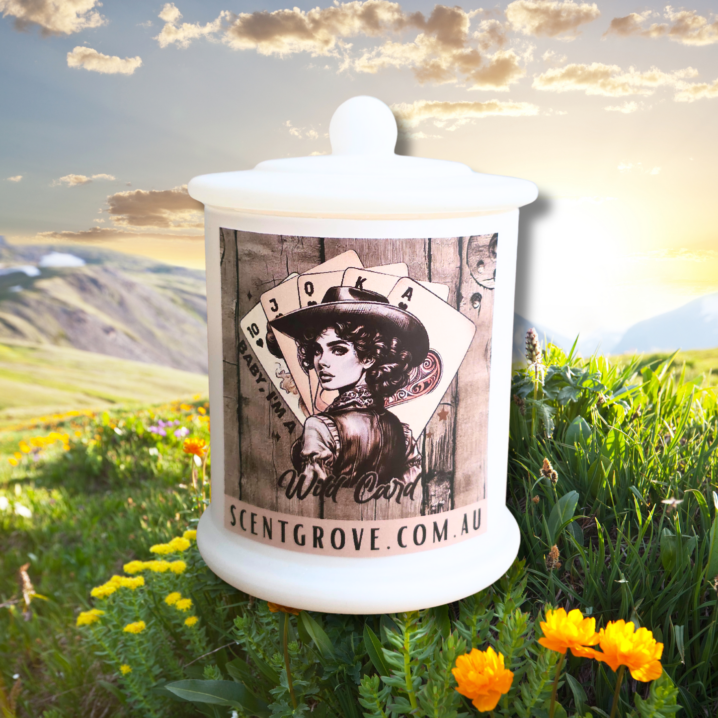 Country Western Wood Wick Soy Candle XL matte white jar