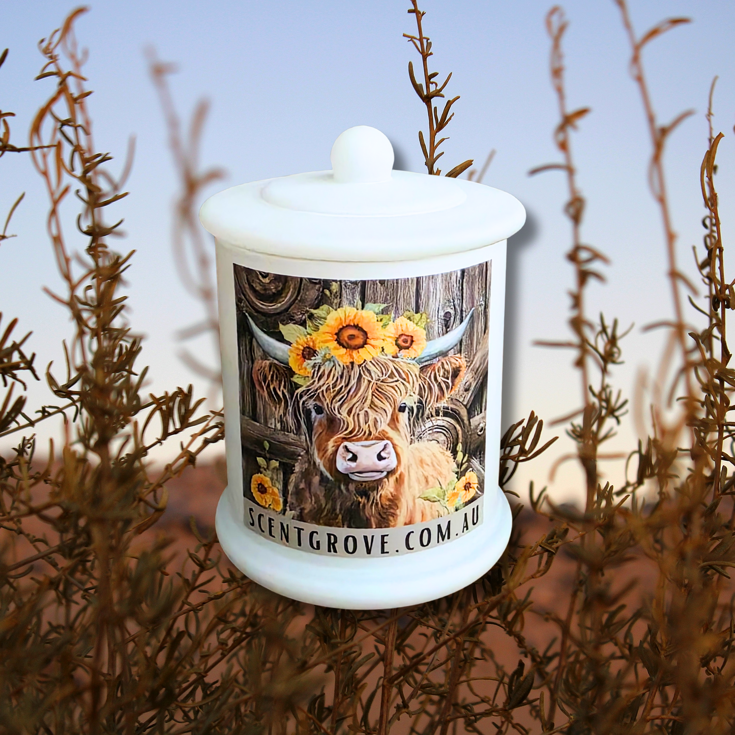 Country Western Wood Wick Soy Candle XL matte white jar