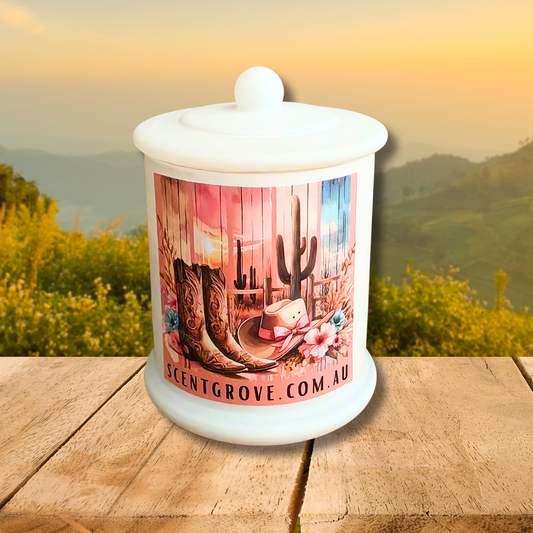 Country Western Wood Wick Soy Candle XL matte white jar