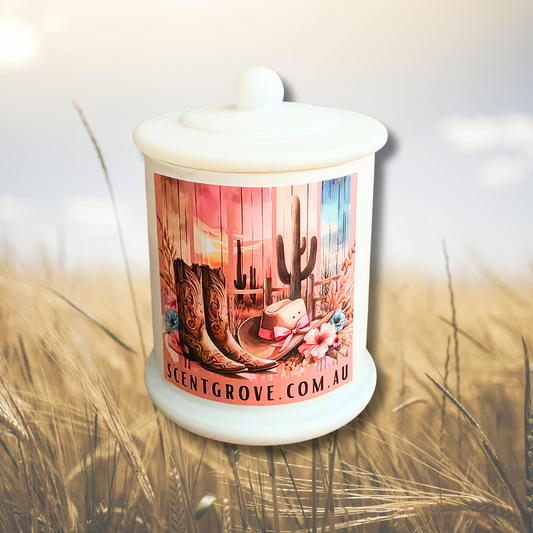 Country Western Wood Wick Soy Candle XL matte white jar