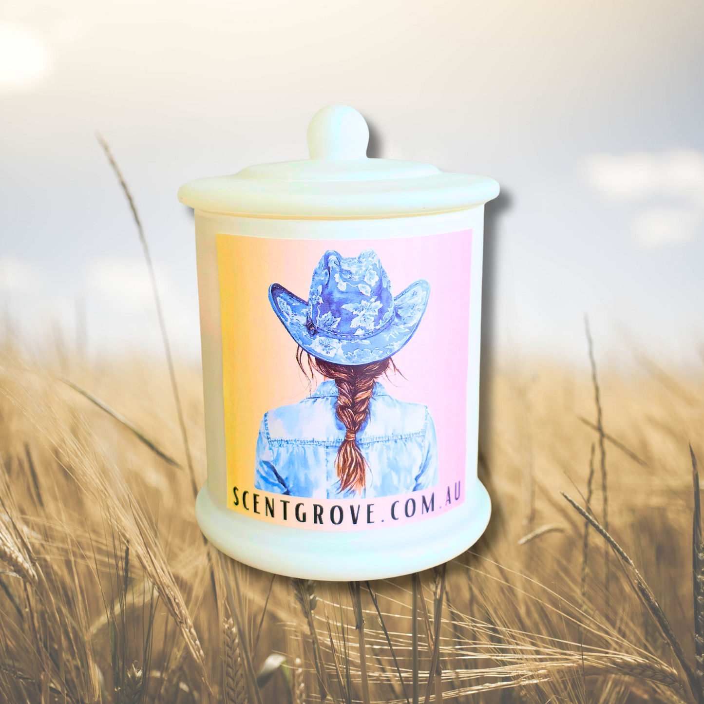 Country Western Wood Wick Soy Candle XL matte white jar