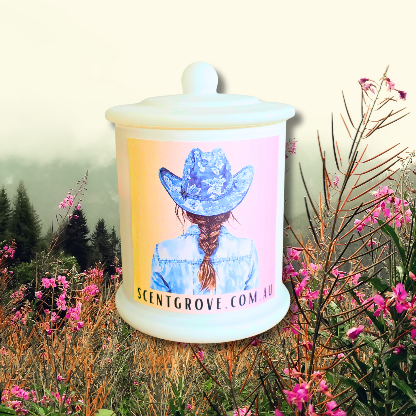 Country Western Wood Wick Soy Candle XL matte white jar