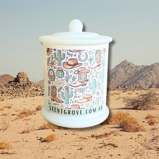 Country Western Wood Wick Soy Candle XL matte white jar