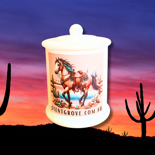 Country Western Wood Wick Soy Candle XL matte white jar