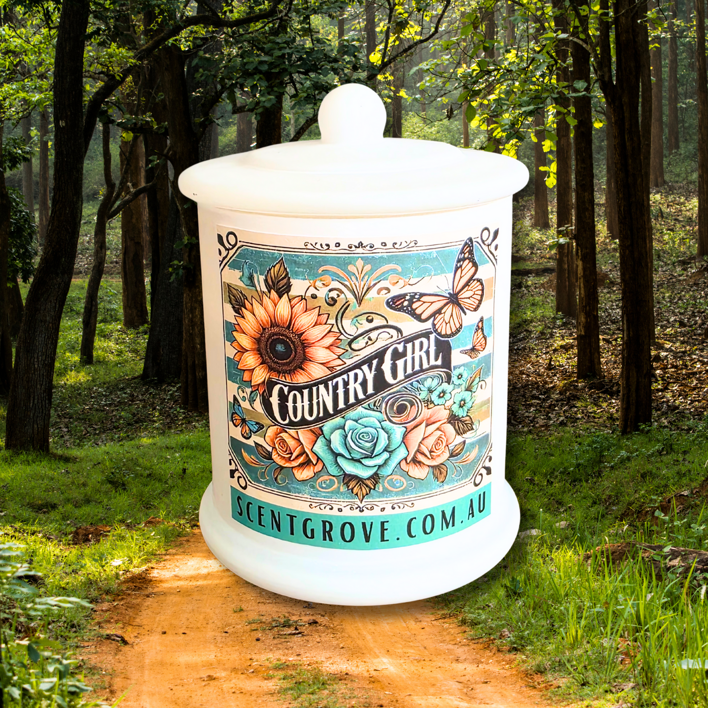 Country Western Wood Wick Soy Candle XL matte white jar