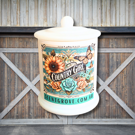 Country Western Wood Wick Soy Candle XL matte white jar