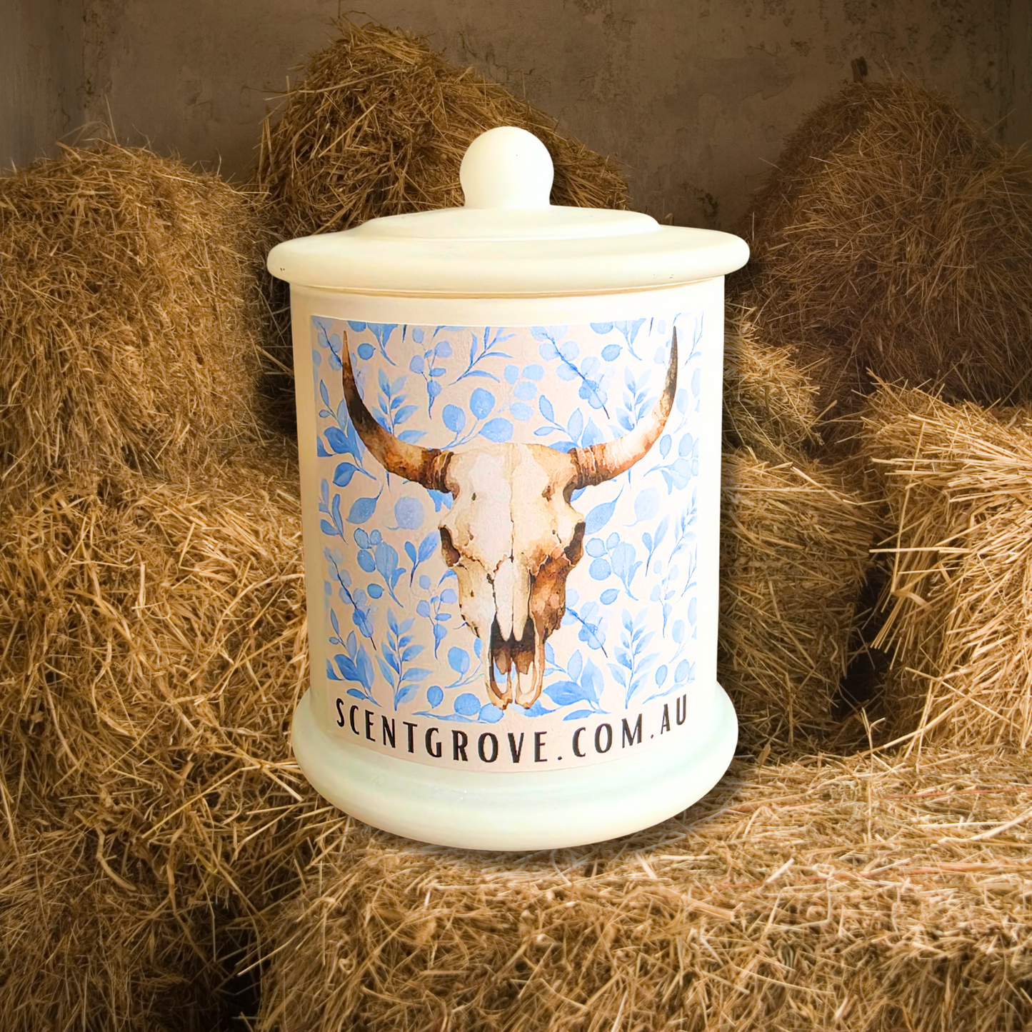Country Western Wood Wick Soy Candle XL matte white jar