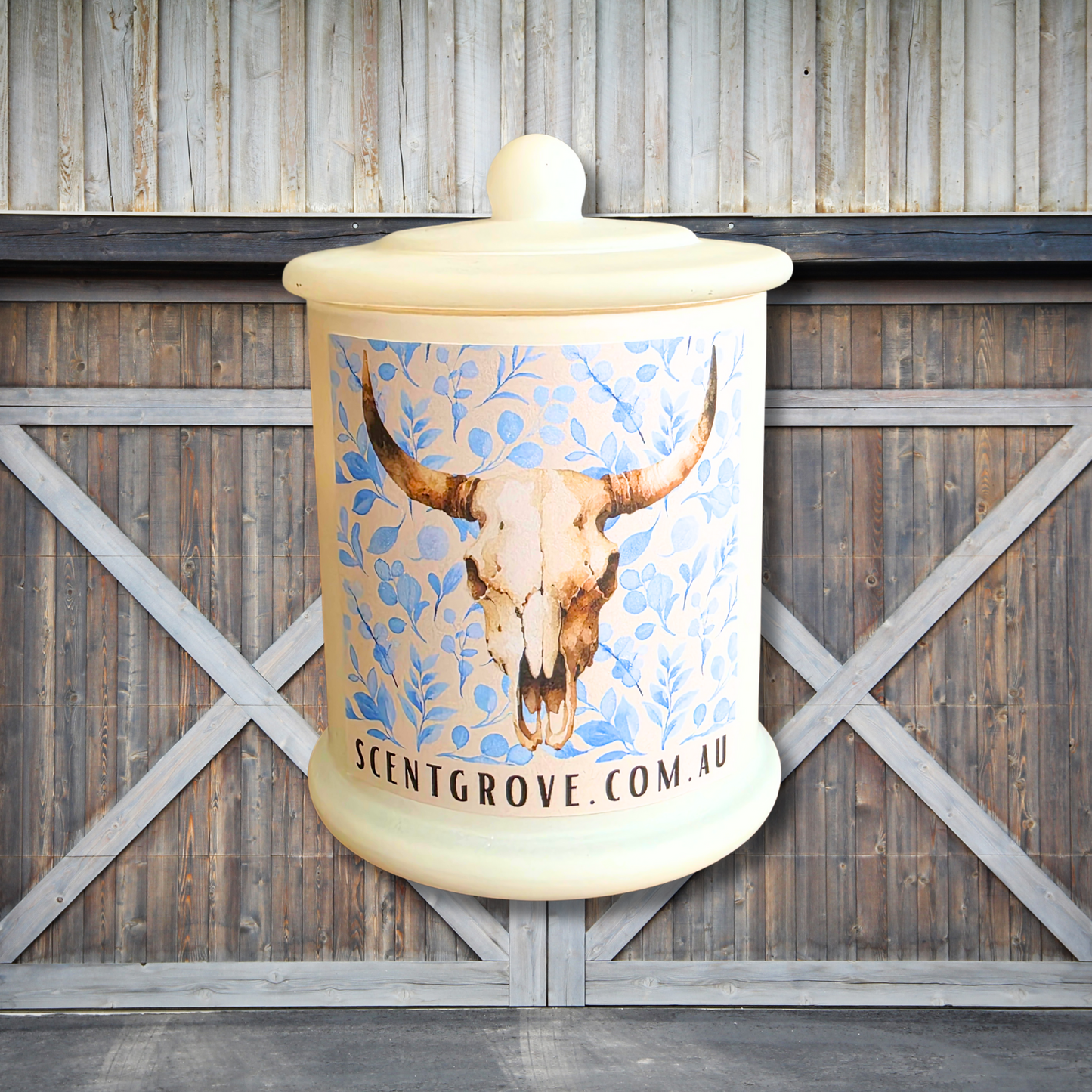 Country Western Wood Wick Soy Candle XL matte white jar