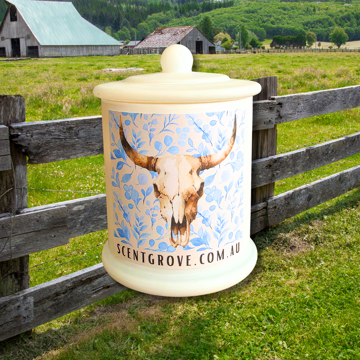 Country Western Wood Wick Soy Candle XL matte white jar