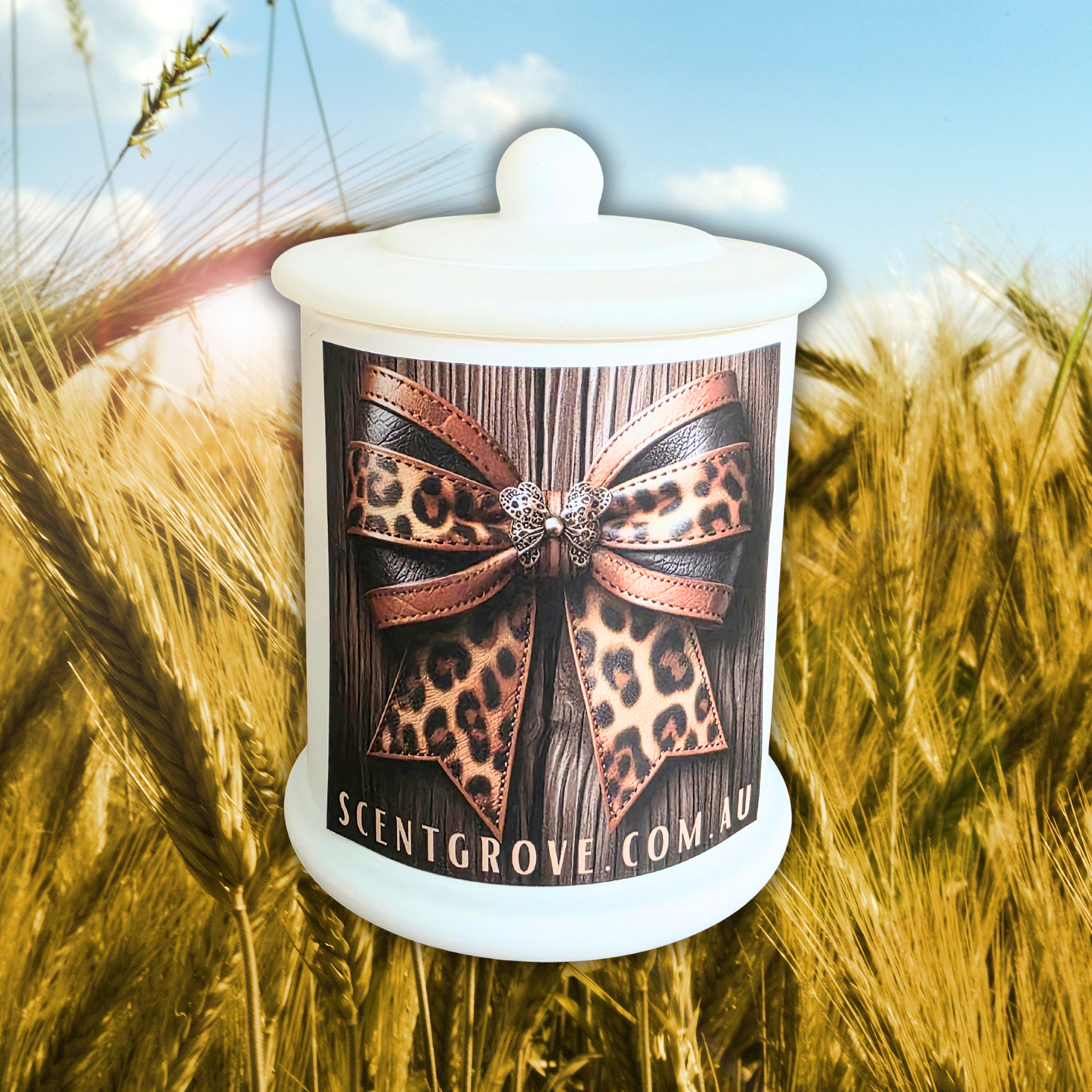 Country Western Wood Wick Soy Candle XL matte white jar