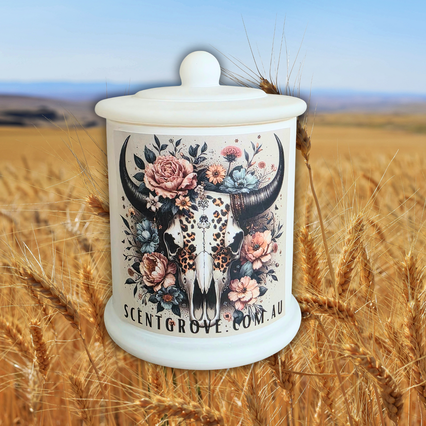 Country Western Wood Wick Soy Candle XL matte white jar
