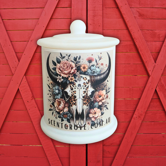 Country Western Wood Wick Soy Candle XL matte white jar