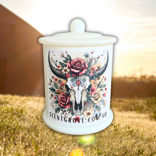 Country Western Wood Wick Soy Candle XL matte white jar