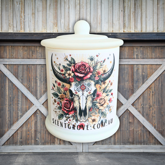 Country Western Wood Wick Soy Candle XL matte white jar