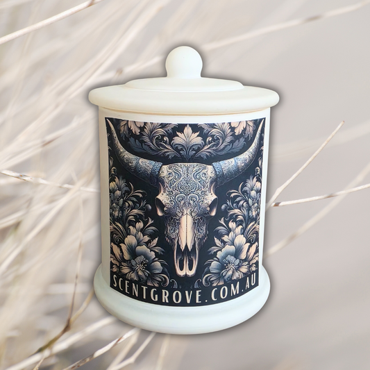 Country Western Wood Wick Soy Candle XL matte white jar