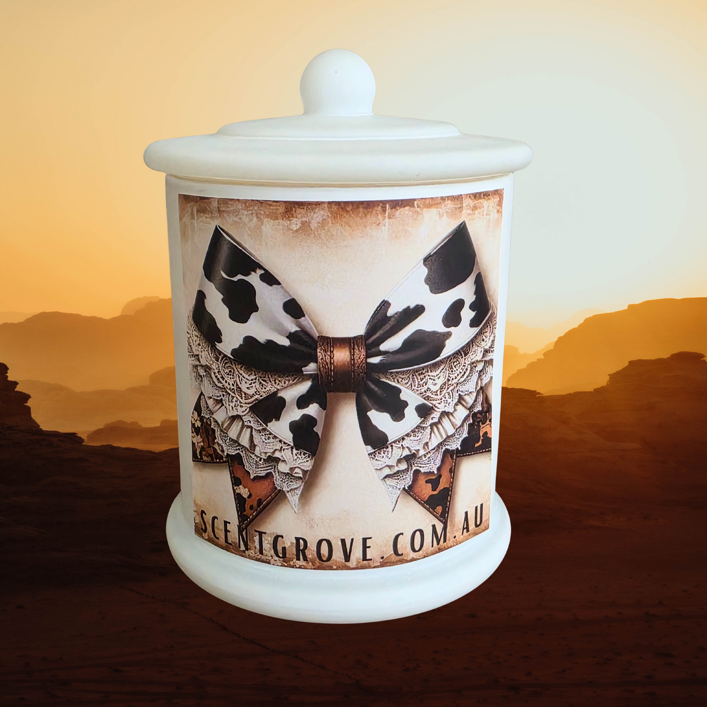 Country Western Wood Wick Soy Candle XL matte white jar