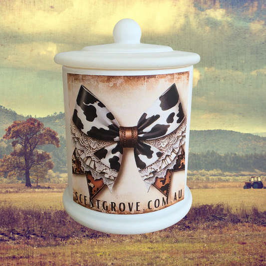Country Western Wood Wick Soy Candle XL matte white jar