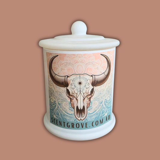 Country Western Wood Wick Soy Candle XL matte white jar