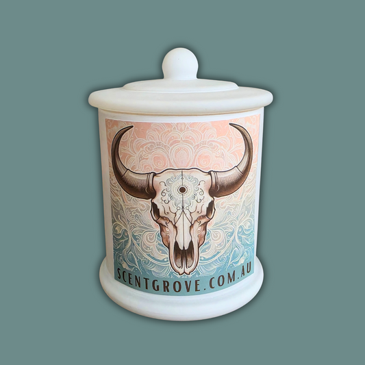 Country Western Wood Wick Soy Candle XL matte white jar