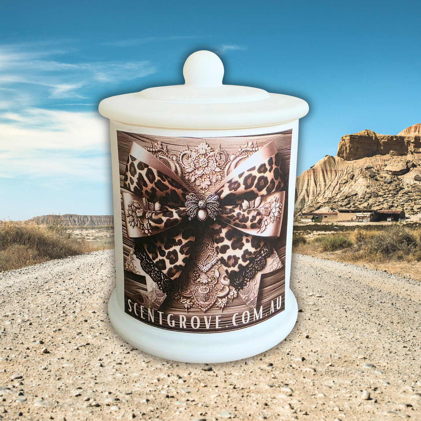 Country Western Wood Wick Soy Candle XL matte white jar
