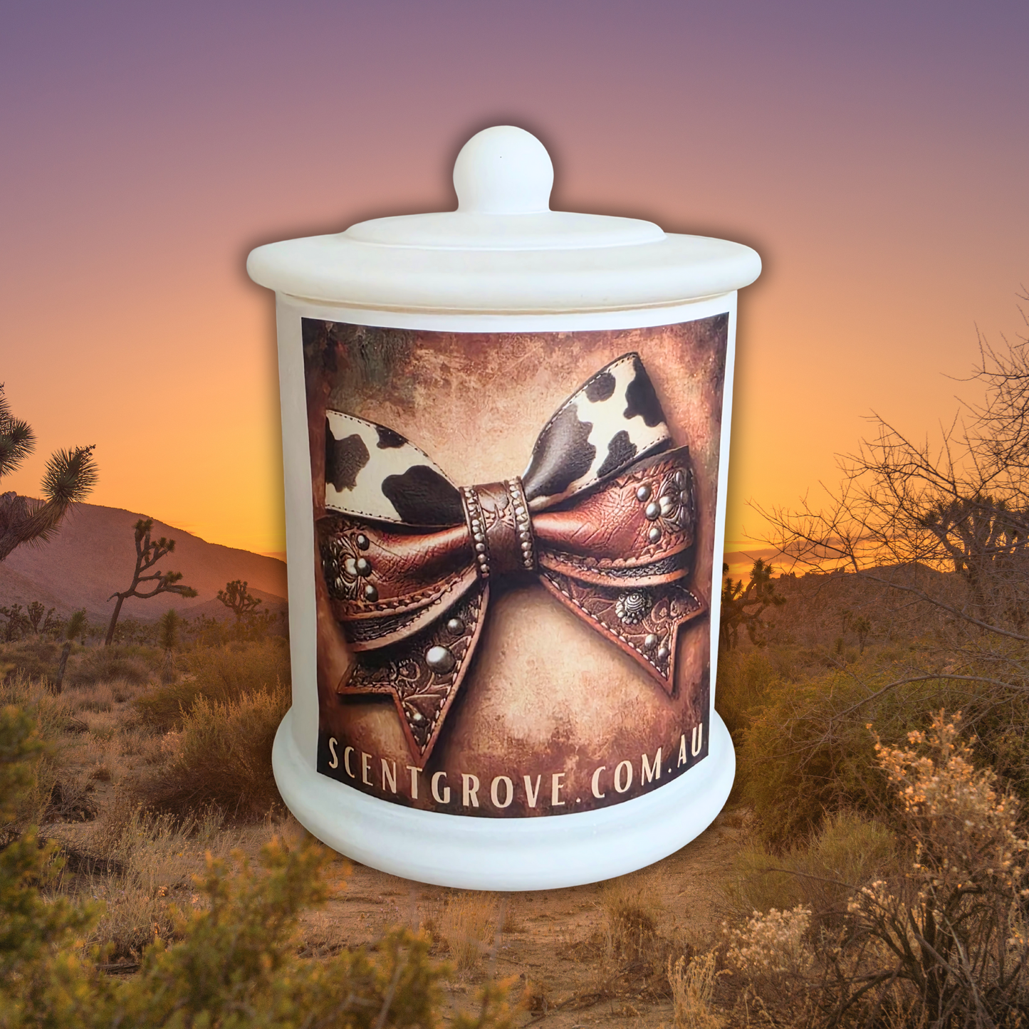 Country Western Wood Wick Soy Candle XL matte white jar
