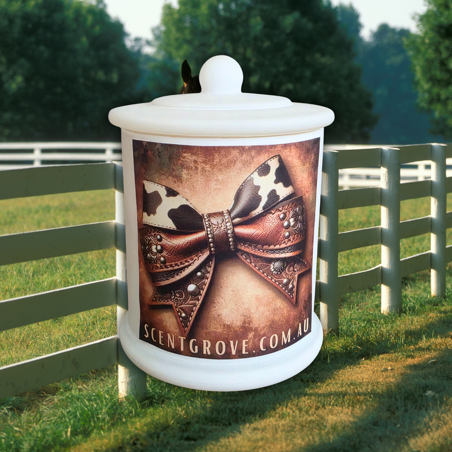 Country Western Wood Wick Soy Candle XL matte white jar