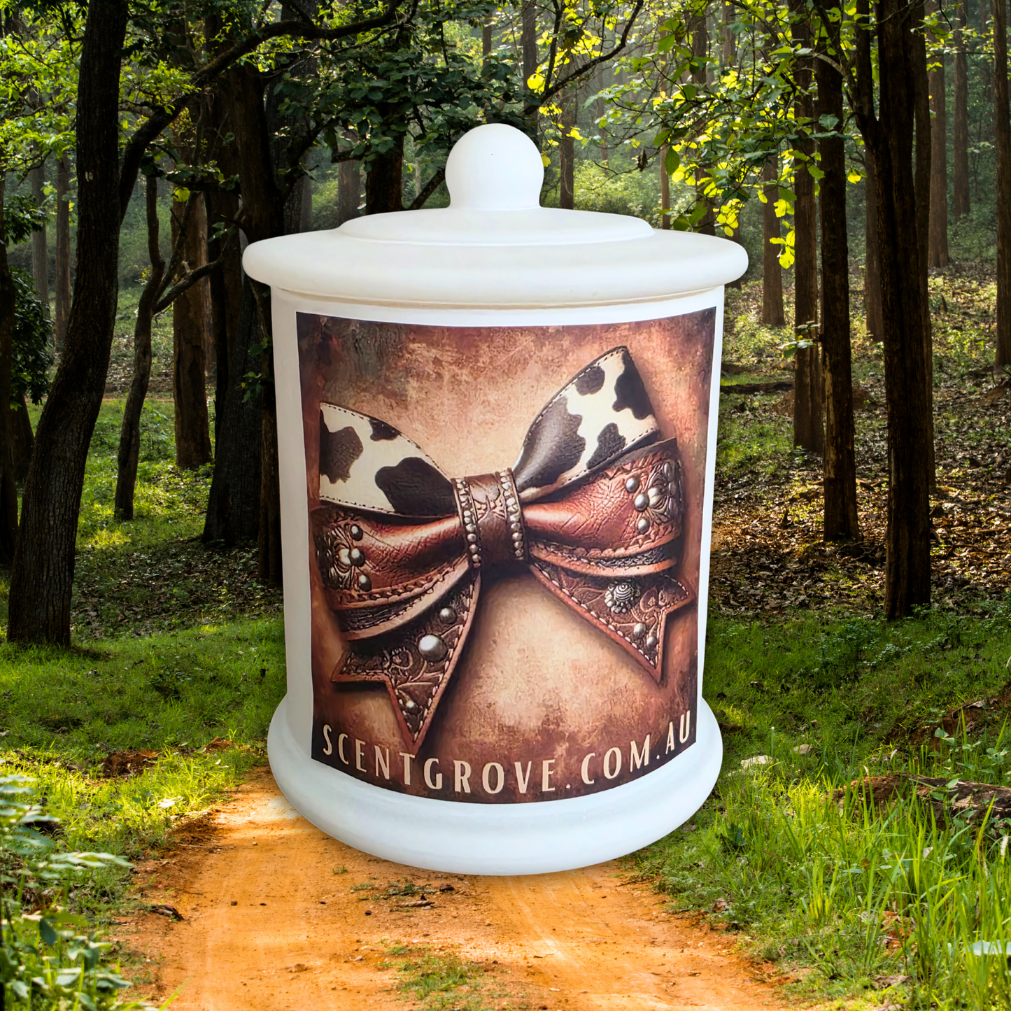 Country Western Wood Wick Soy Candle XL matte white jar