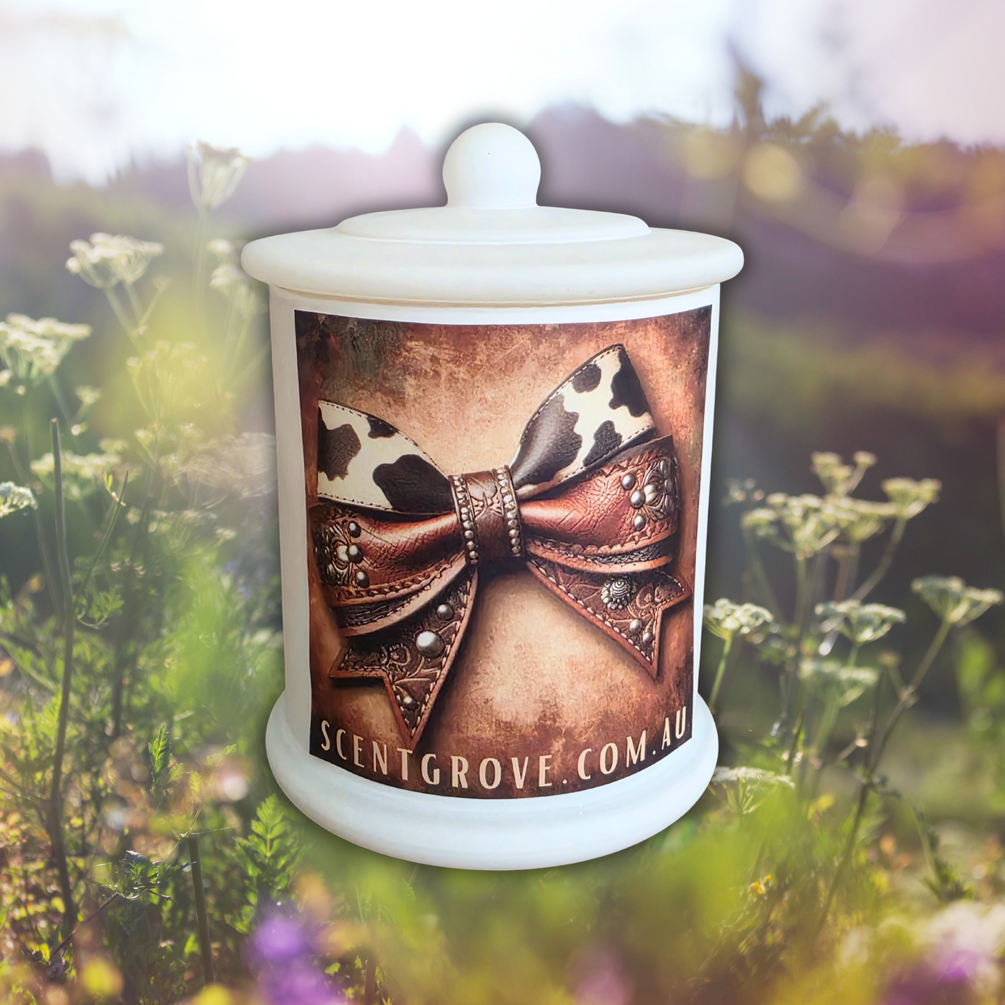 Country Western Wood Wick Soy Candle XL matte white jar