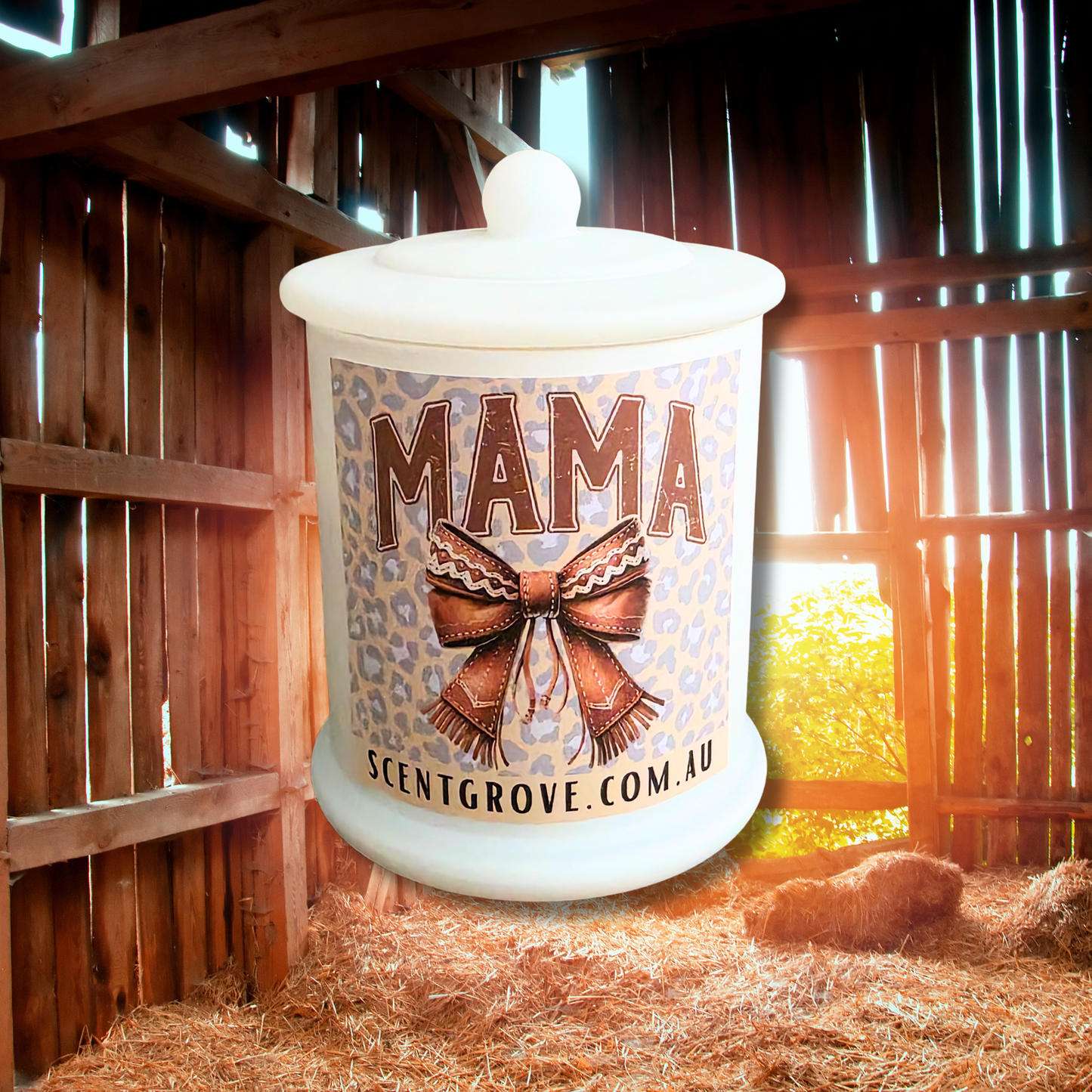 Country Western Wood Wick Soy Candle XL matte white jar