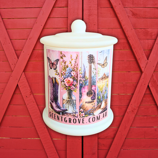 Country Western Wood Wick Soy Candle XL matte white jar