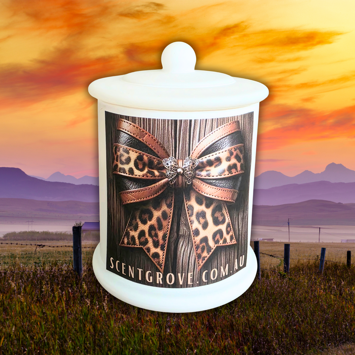 Country Western Wood Wick Soy Candle XL matte white jar