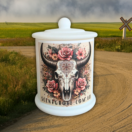 Country Western Wood Wick Soy Candle XL matte white jar