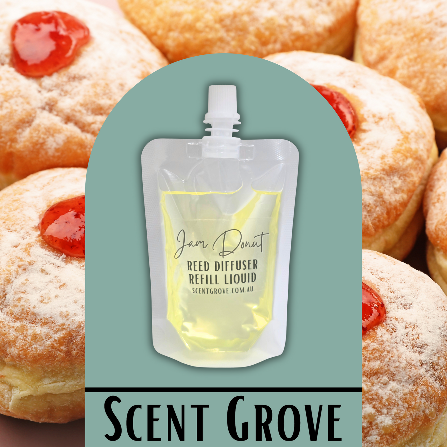 Jam Donut Scented Diffuser Liquid Refill 100ml Clear Pouch