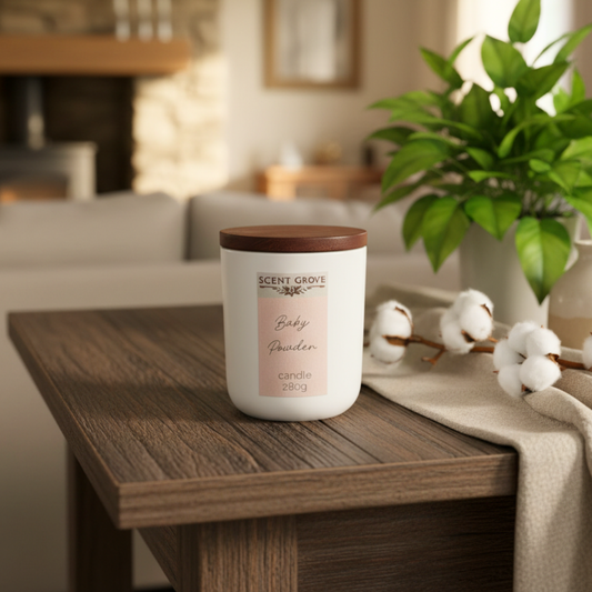 Baby Powder scented Wood Wick Soy Candle