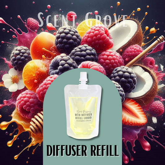 Black Raspberry Scented Diffuser Liquid Refill 100ml Clear Pouch
