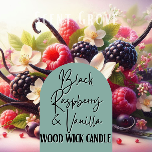 Black Raspberry & Vanilla scented Wood Wick Soy Candle
