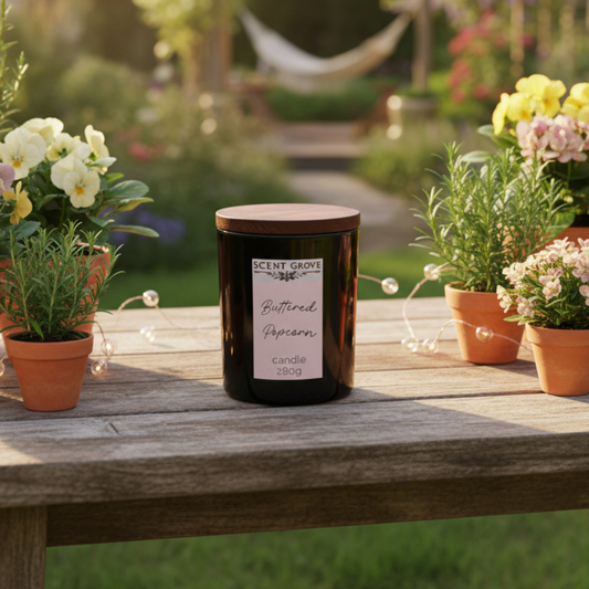 Buttered Popcorn scented Wood Wick Soy Candle