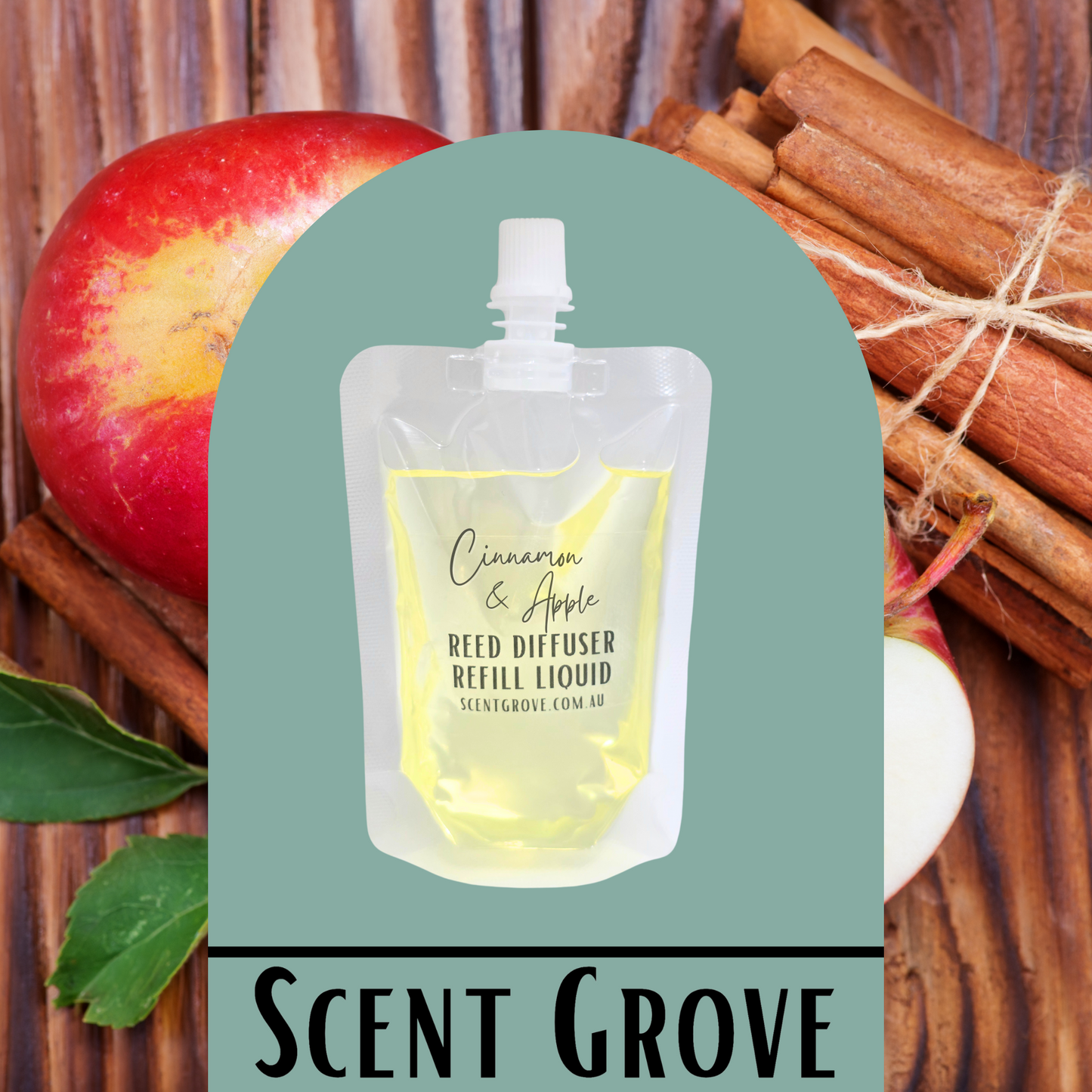 Cinnamon & Apple Scented Diffuser Liquid Refill 100ml Clear Pouch