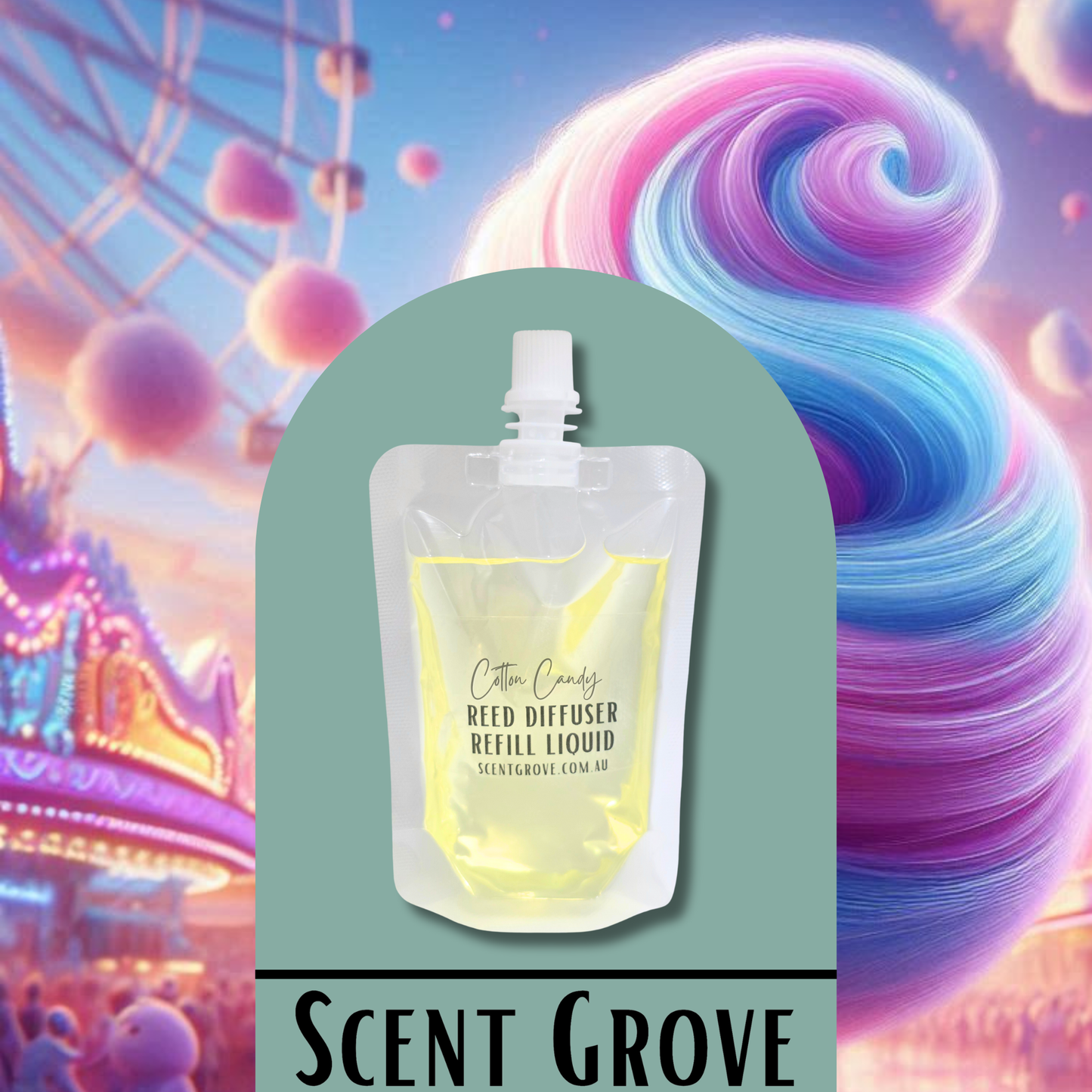 Cotton Candy Scented Diffuser Liquid Refill 100ml Clear Pouch