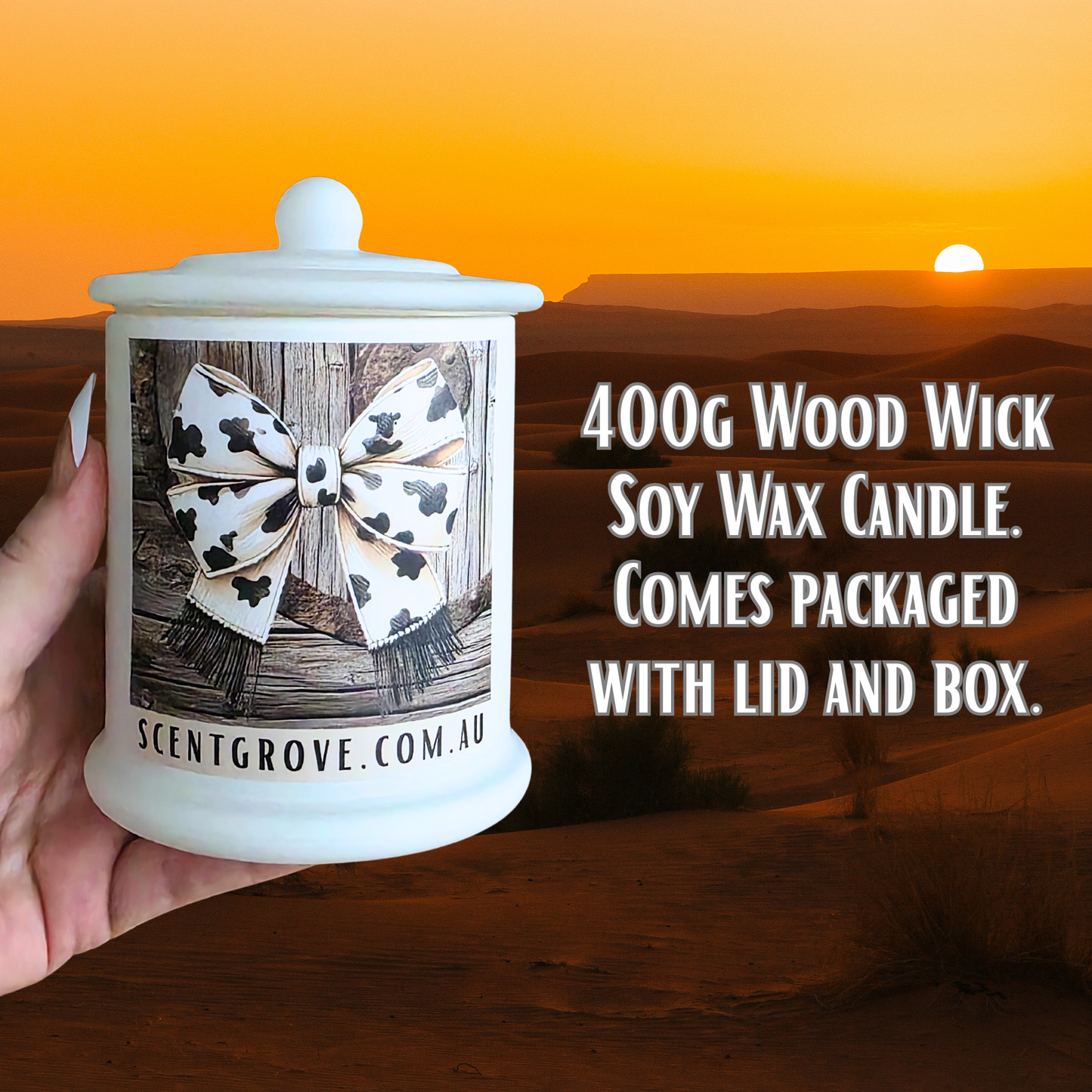 Country Western Wood Wick Soy Candle XL matte white jar