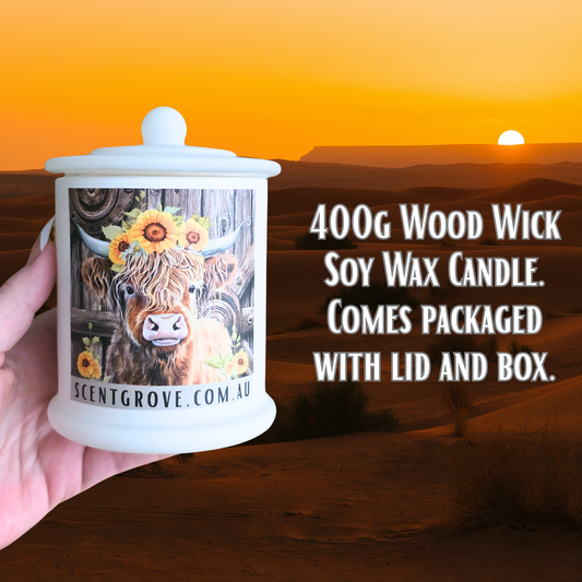 Country Western Wood Wick Soy Candle XL matte white jar