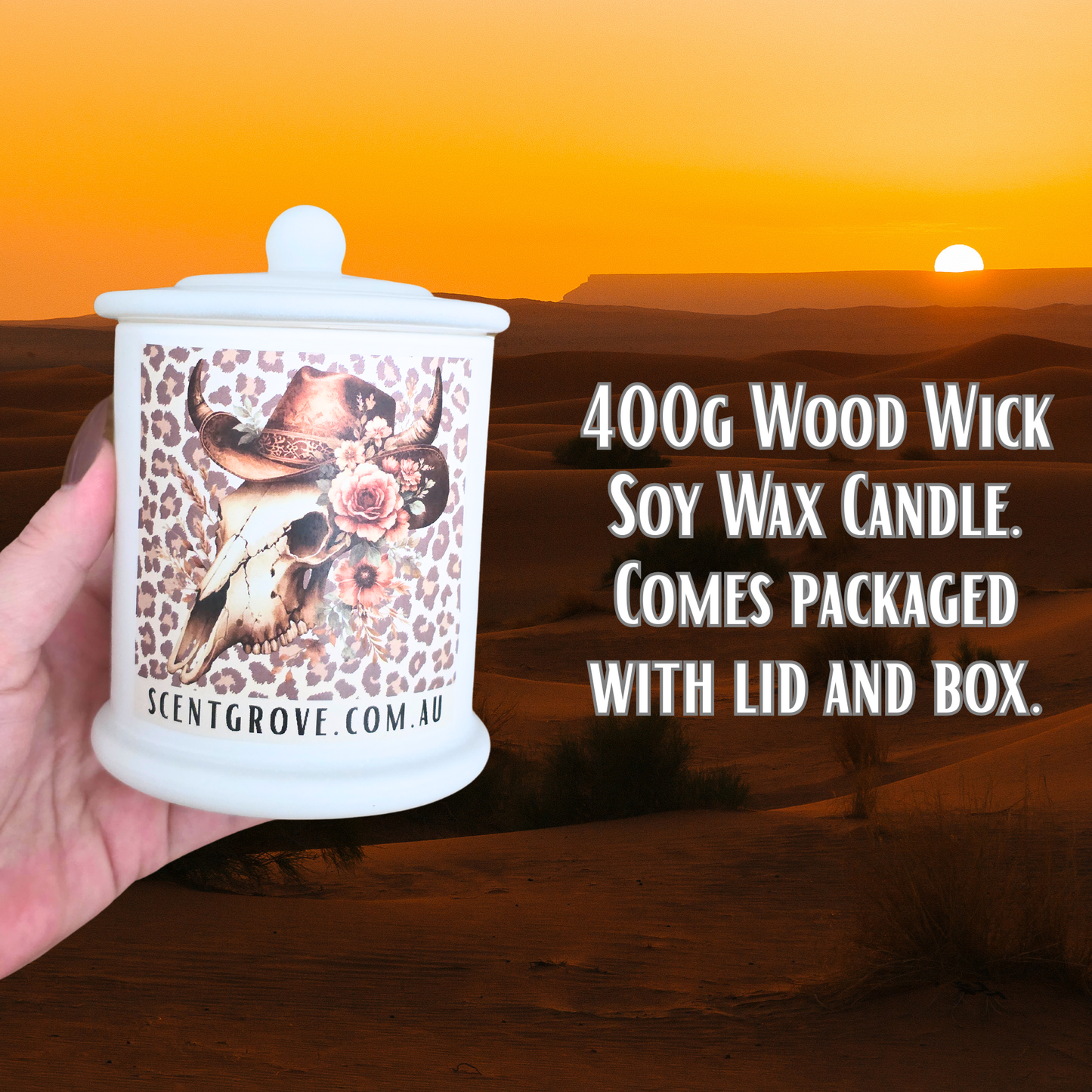 Country Western Wood Wick Soy Candle XL matte white jar