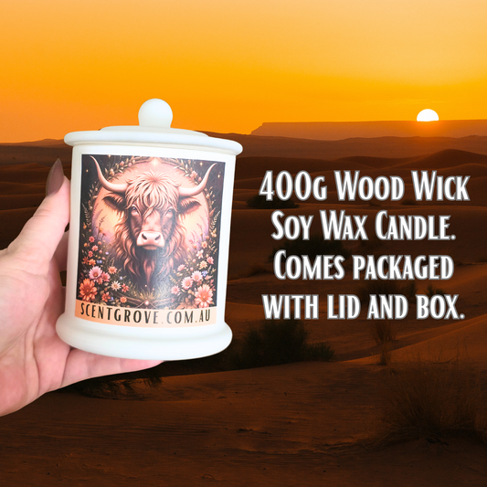 Country Western Wood Wick Soy Candle XL matte white jar