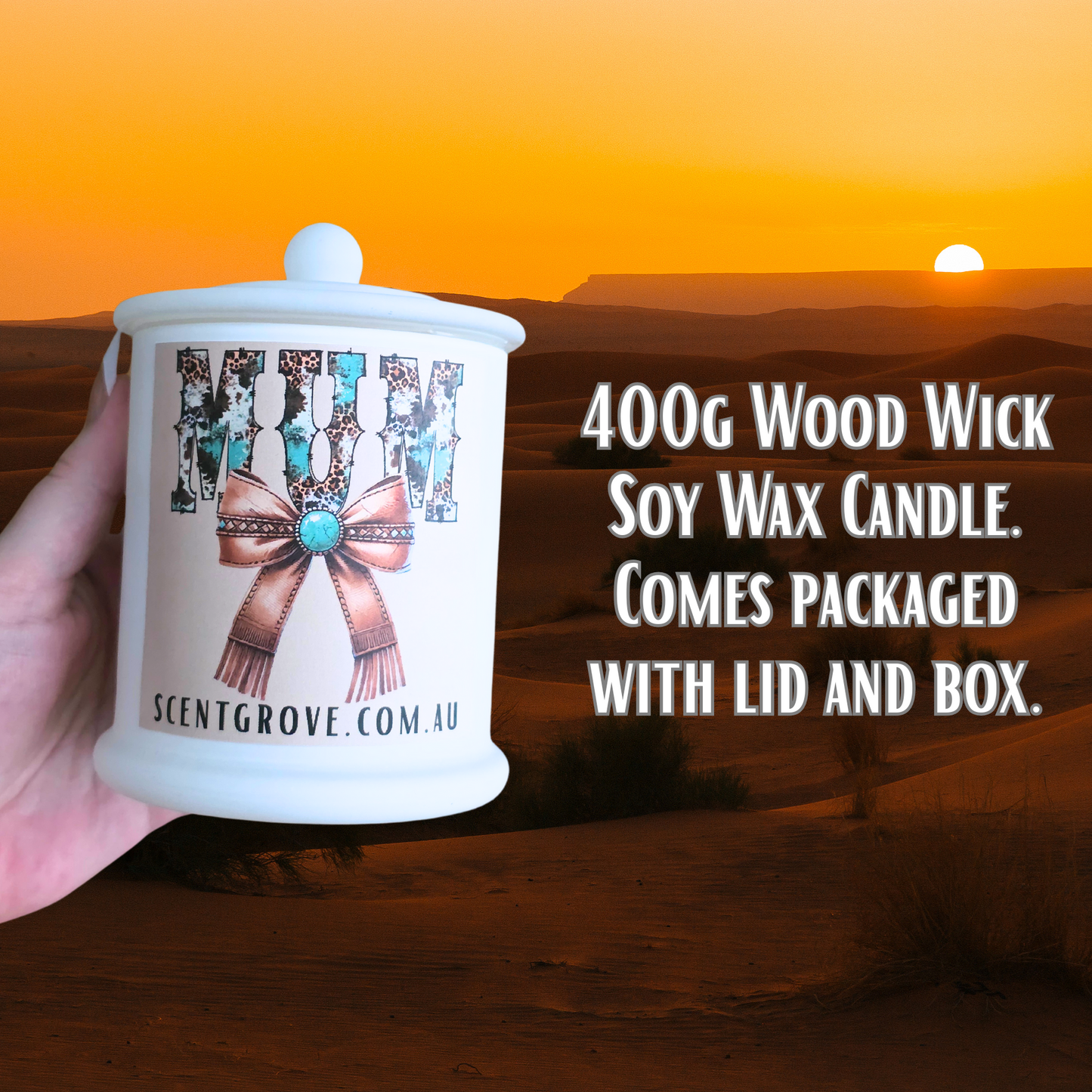 Country Western Wood Wick Soy Candle XL matte white jar