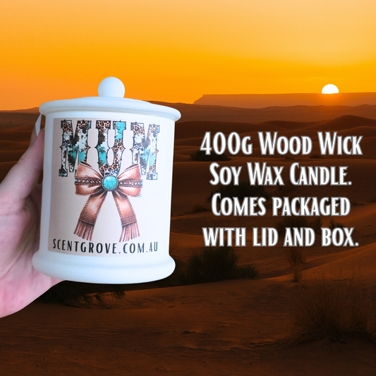 Country Western Wood Wick Soy Candle XL matte white jar