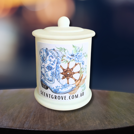 Country Western Wood Wick Soy Candle XL matte white jar