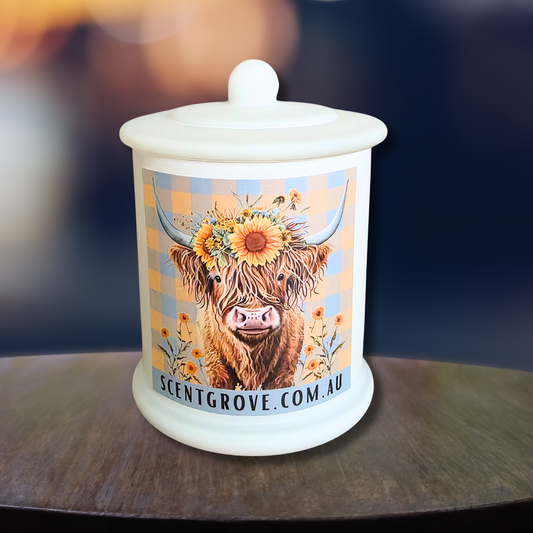 Country Western Wood Wick Soy Candle XL matte white jar